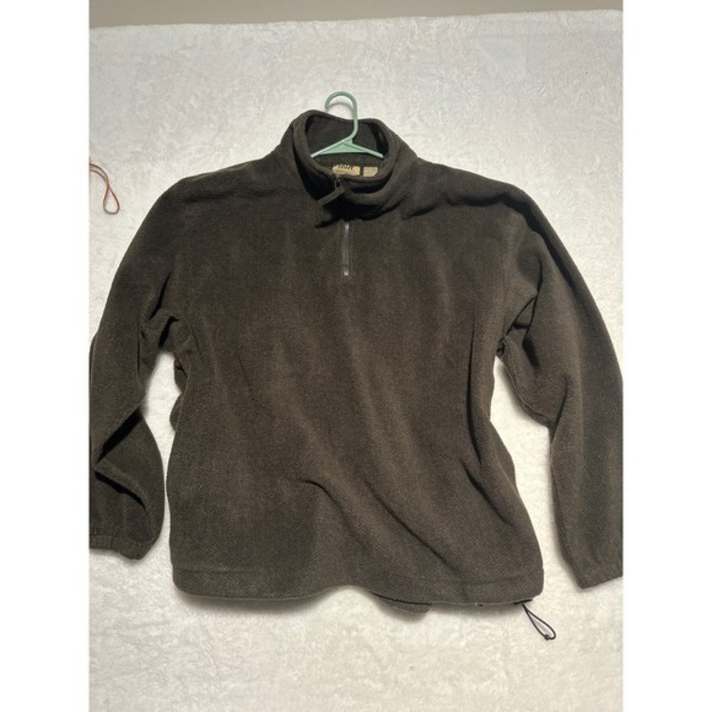 Northwest Territory Mens Brown Herringbone Fleece Quarter Zip Pullover Size XL